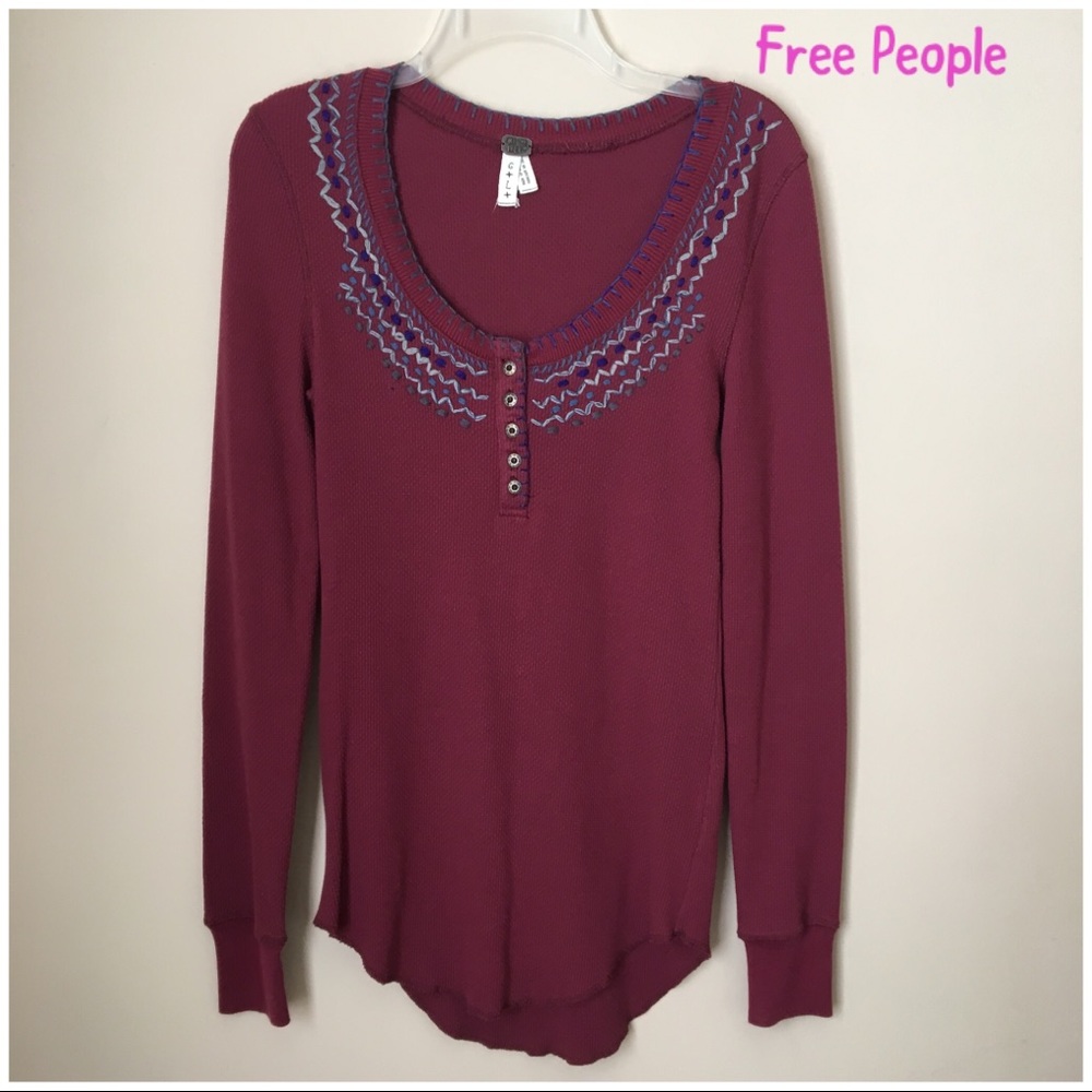 Free People Long Sleeve Thermal Henley